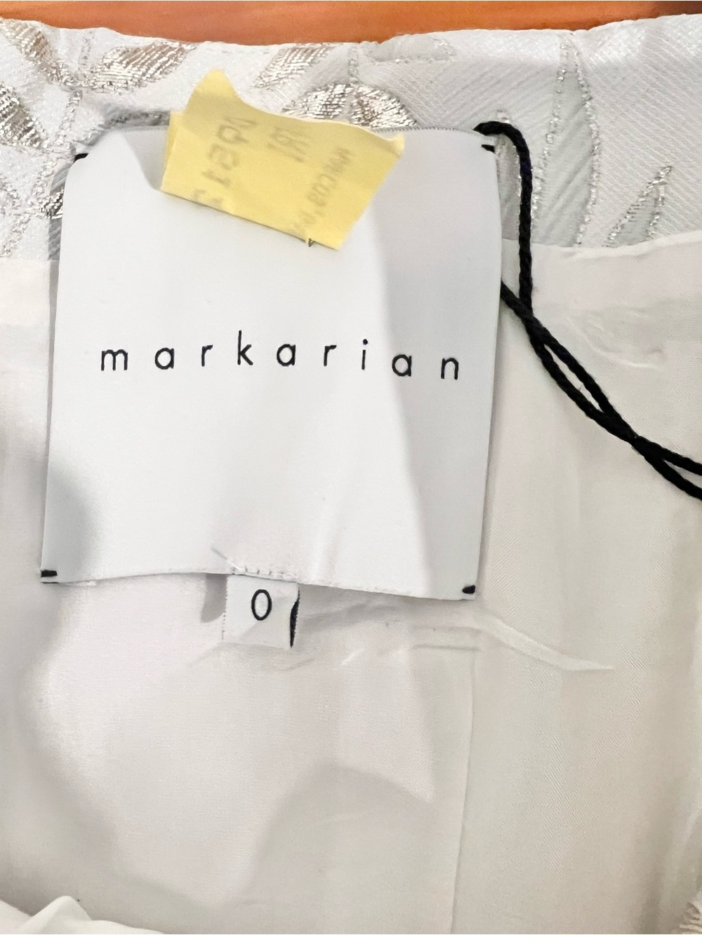 Markarian Yvette Ivory Metallic Brocade Puff Sleeve Corset Bodice Dress Size 0 - Picture 6 of 10